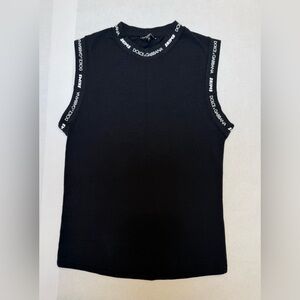 Dolce & Gabbana Sleeveless Black Top with Logo Accents